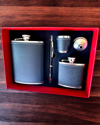 "Stylish Gentleman" Flasks Set - personalization option with engraving for a gift