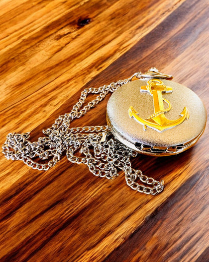 Pocket Watch "Golden Anchor" - personalization for a gift with engraving