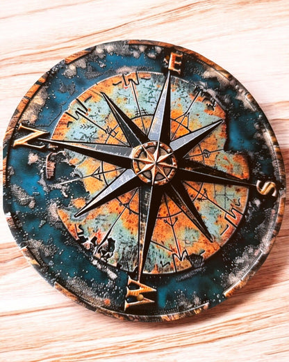 Marine Compass, decorative pendant, charm, personalization option with engraving