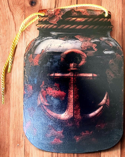 Marine Pendant "Anchor in a Jar" decorative pendant, personalization option with engraving