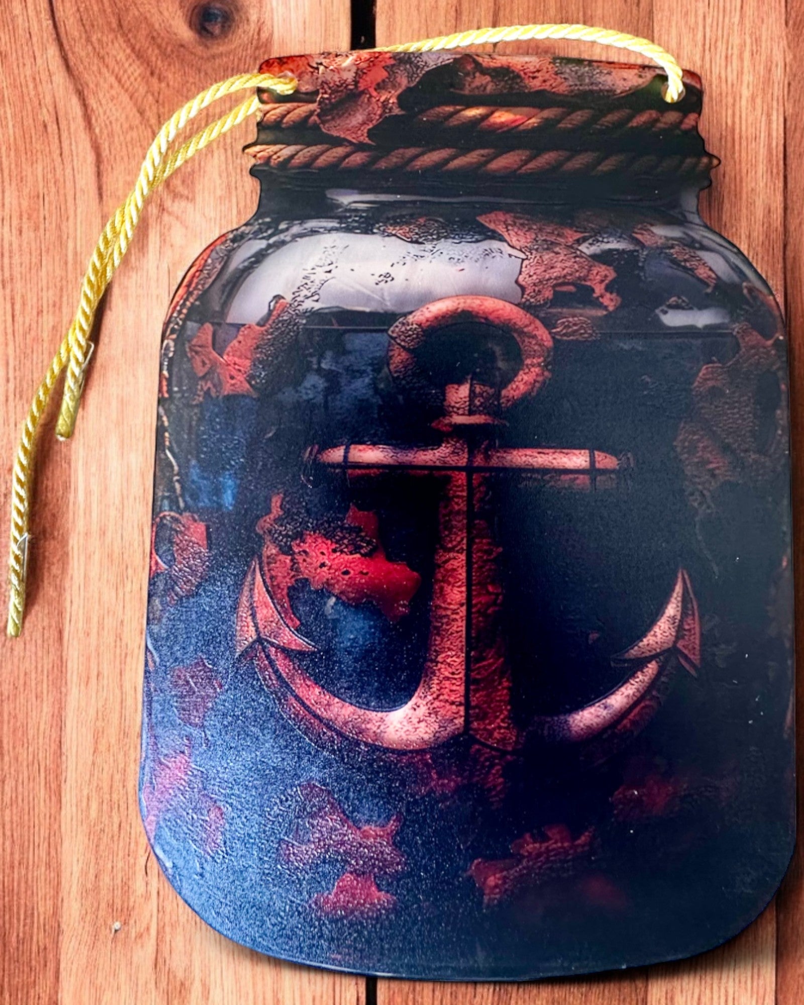 Marine Pendant "Anchor in a Jar" decorative pendant, personalization option with engraving