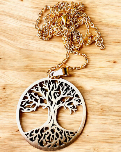 Collana "Albero della Vita" in Acciaio Inossidabile - personalizzazione con incisione, 2 varianti di colore