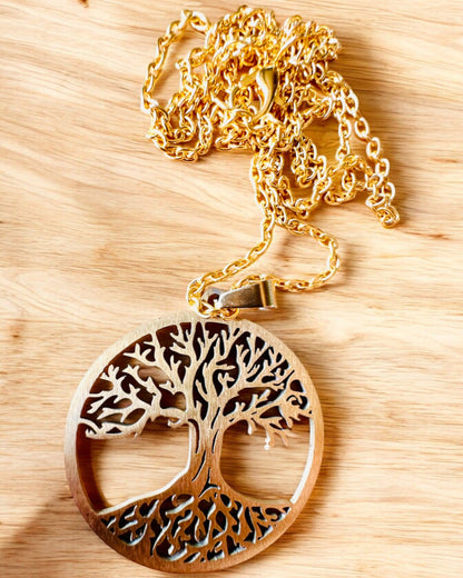 "Tree of Life" Necklace in Stainless Steel - personalized engraving, 2 color variants