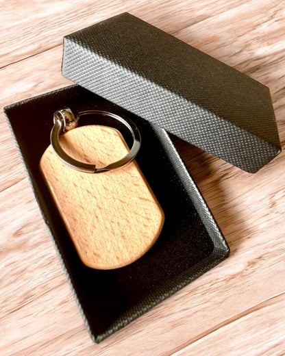 Elegant Wooden Keychain with Personalization Option for Engraving – Perfect for a Gift