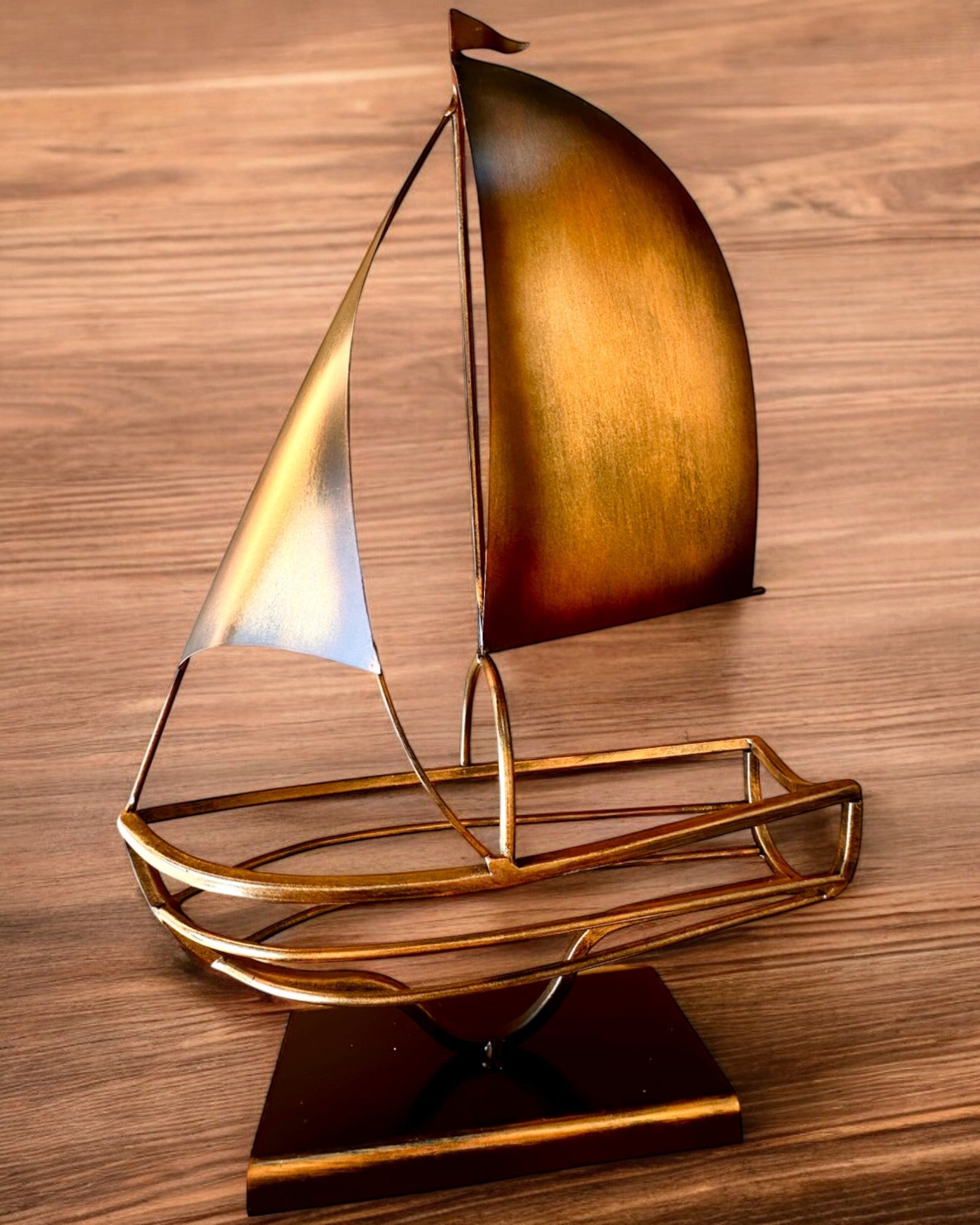 Metal Wine Rack 45 cm high, "Sailor's Fantasy" - in the Shape of a Sailboat with Engraving Option for a Gift