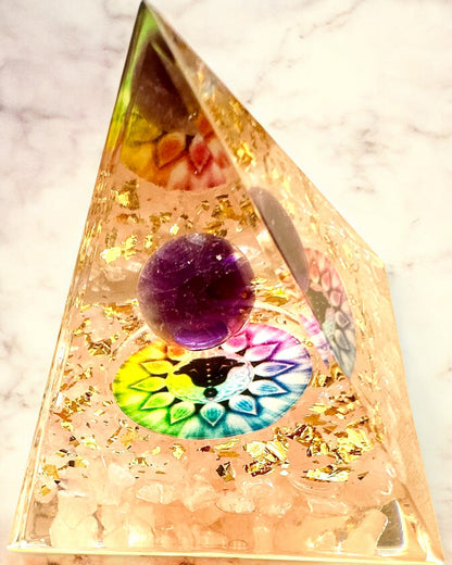 Orgonite Energy Pyramid "Harmony of Light" - Crystal, for a gift