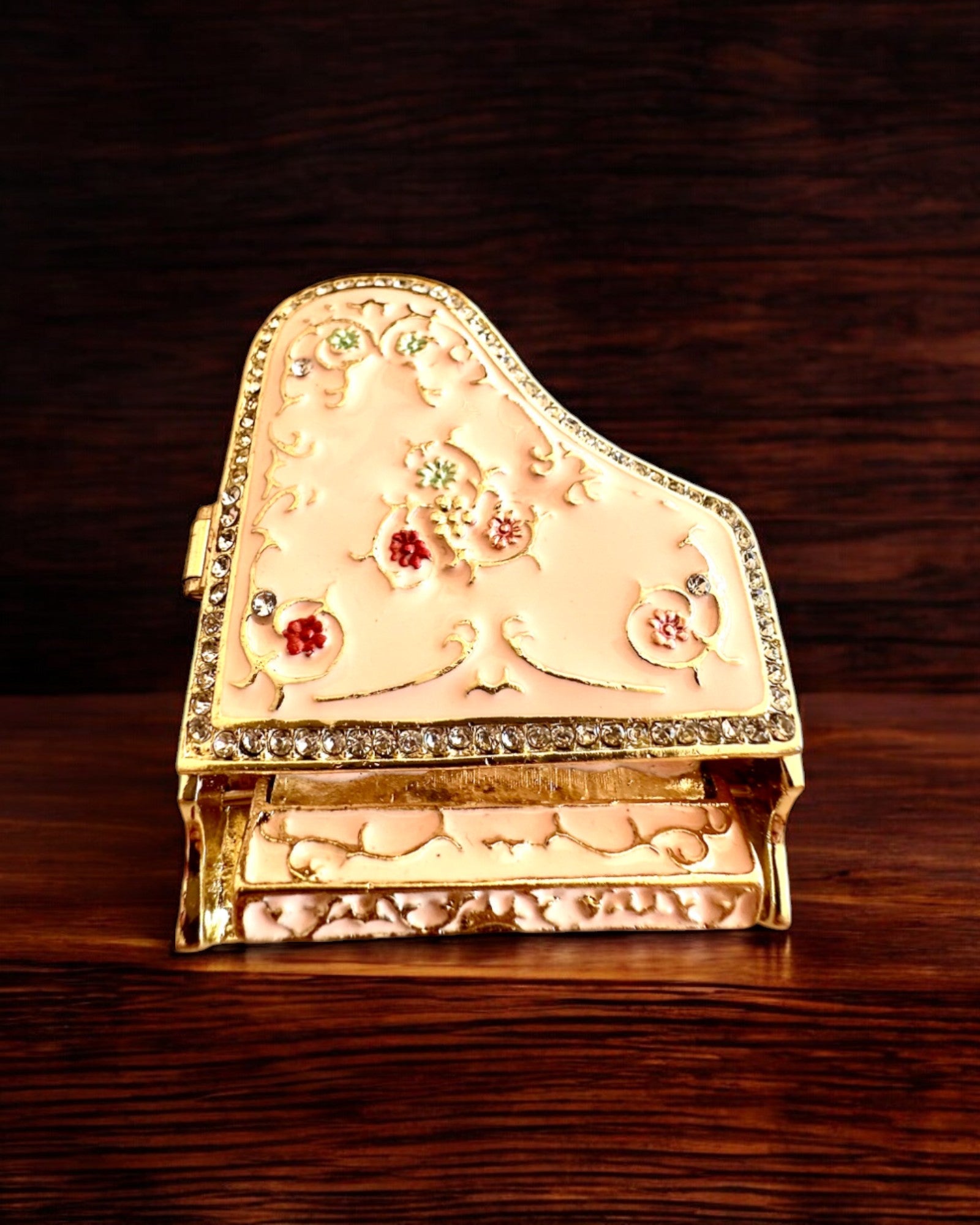 Boîte à bijoux élégante "Mini Piano - roses classiques" - avec option de gravure pour un cadeau