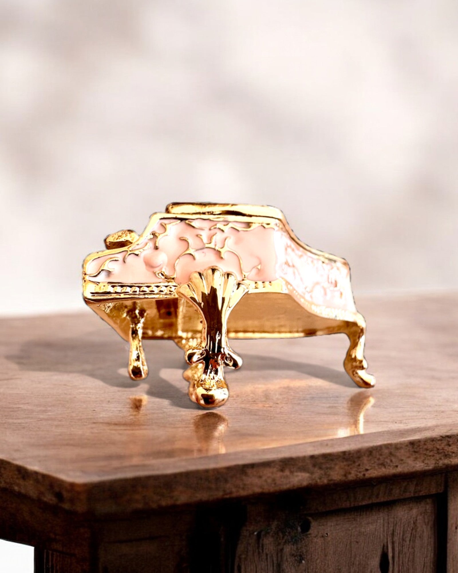 Elegant jewelry box "Mini Piano - classic roses" - with engraving option for a gift