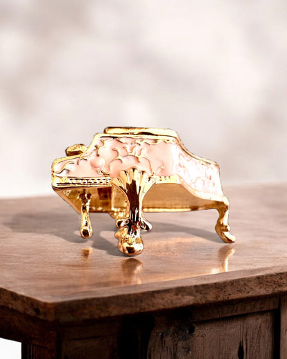 Boîte à bijoux élégante "Mini Piano - roses classiques" - avec option de gravure pour un cadeau