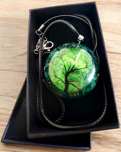 "Amuleto di Malachite della Vita" - collana con possibilità di personalizzazione con incisione per un regalo