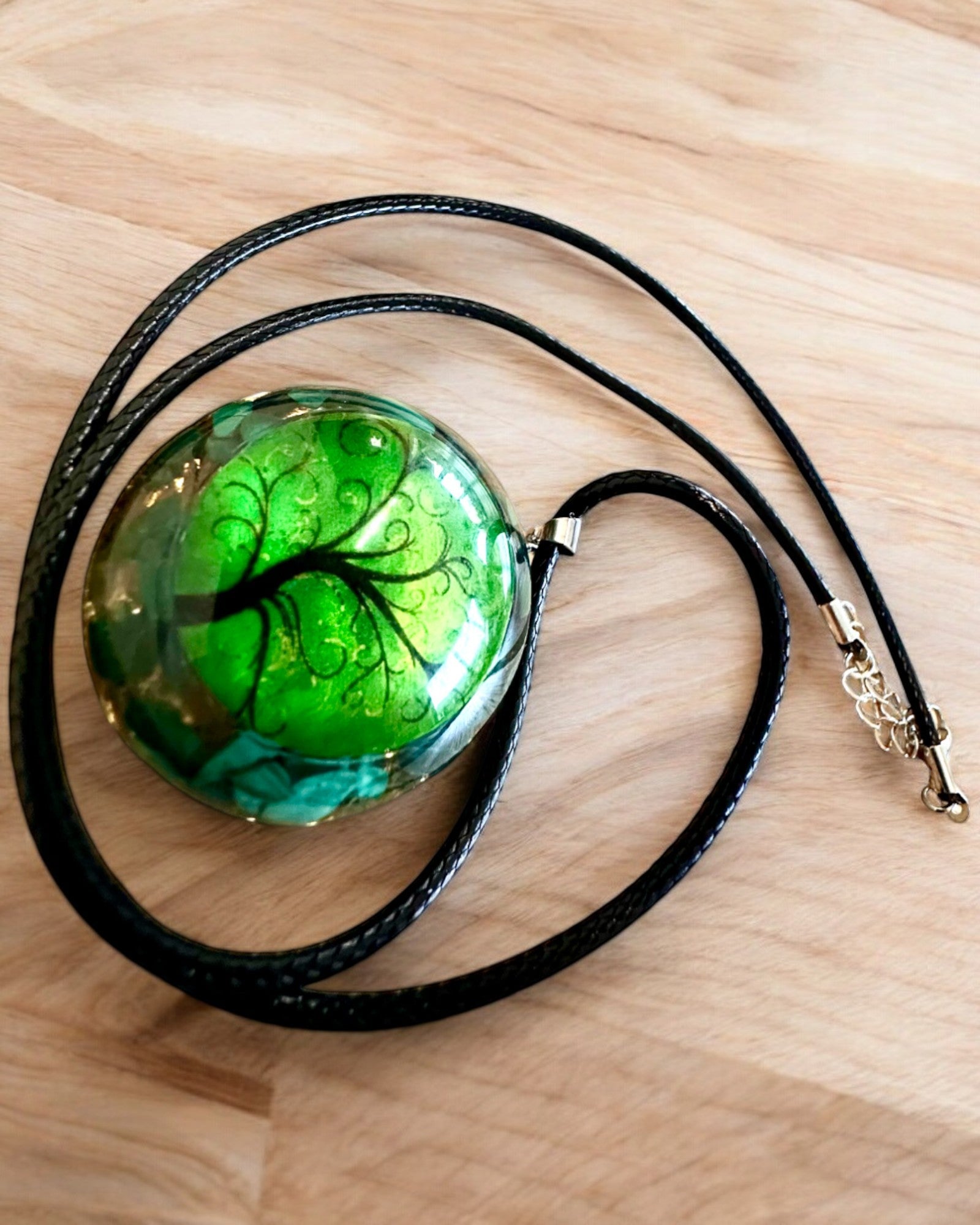 "Malachite Life Amulet" - necklace with the option of personalization through engraving for a gift