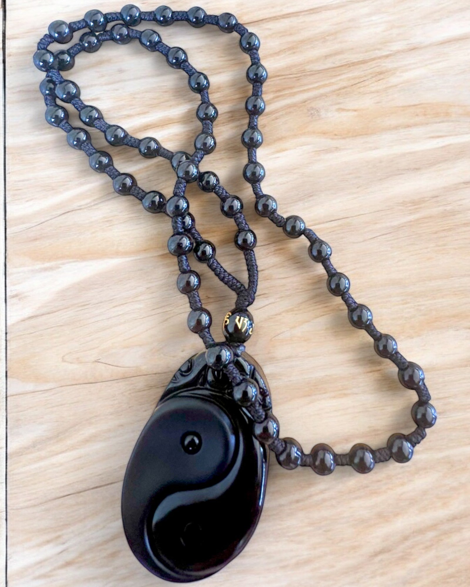 Obsidian Yin Yang Amulet with Engraving - Harmony and Protection, personalized engraving for a gift