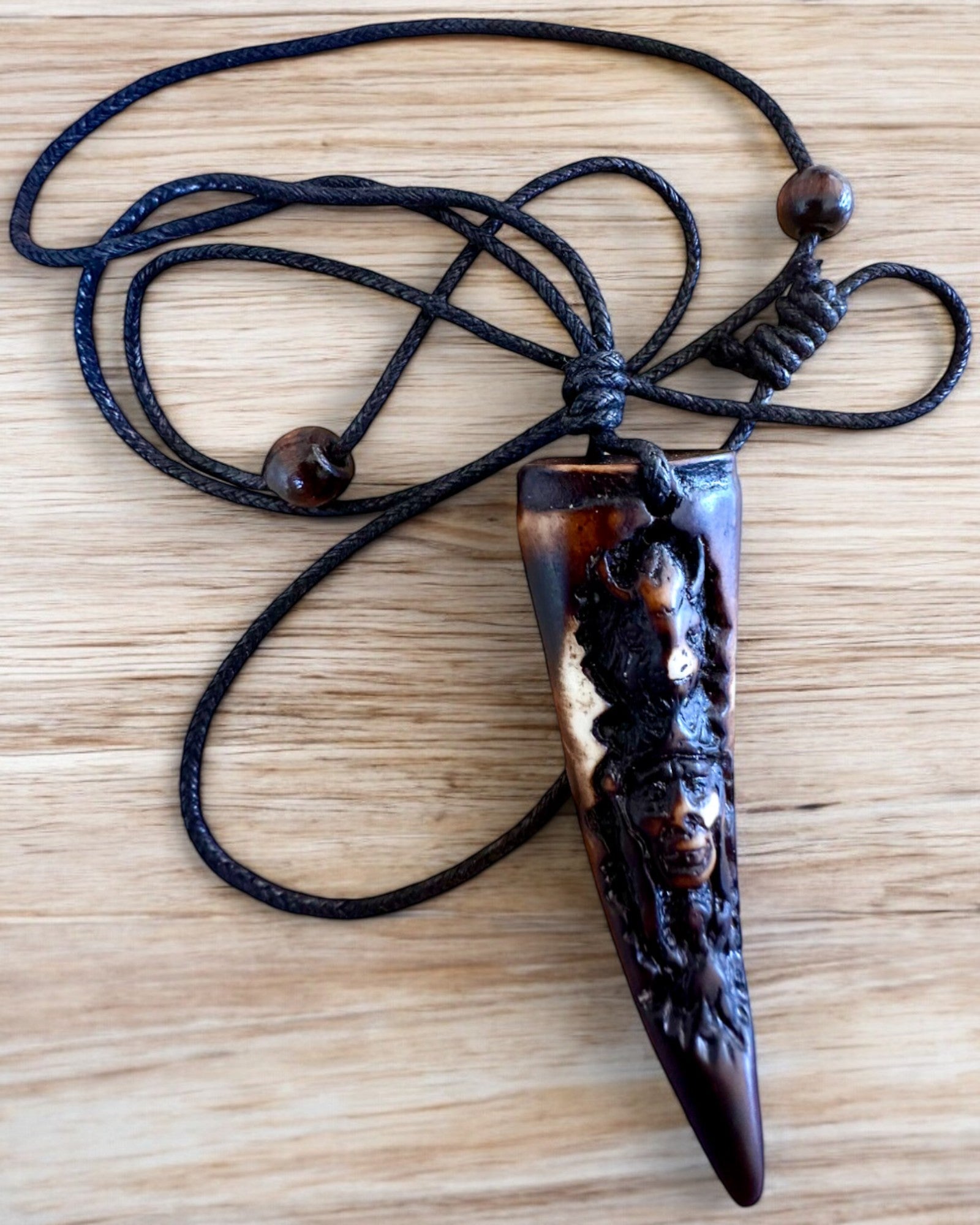 Wolf Fang necklace, resin amulet - Mystical Power of Nature, personalization option with engraving for a gift