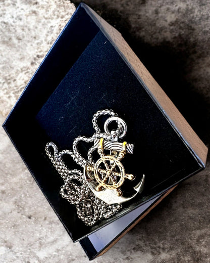 Sea Amulet "Captain's Anchor", necklace with engraving option for a gift