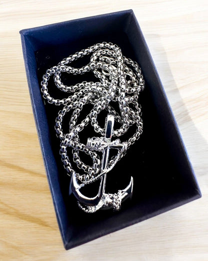 "Anchor of Determination - Sea Amulet", necklace, personalization option with engraving for a gift, 3 variants to choose from