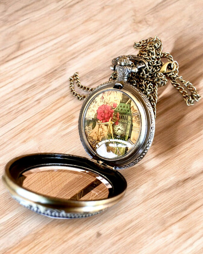 Pocket Watch "Vintage Charm" personalization with engraving for a gift