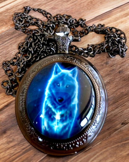 Orologio da Taschino Lunar Wolf – Orologio del Lupo Lunare, possibilità di personalizzazione con incisione per un regalo