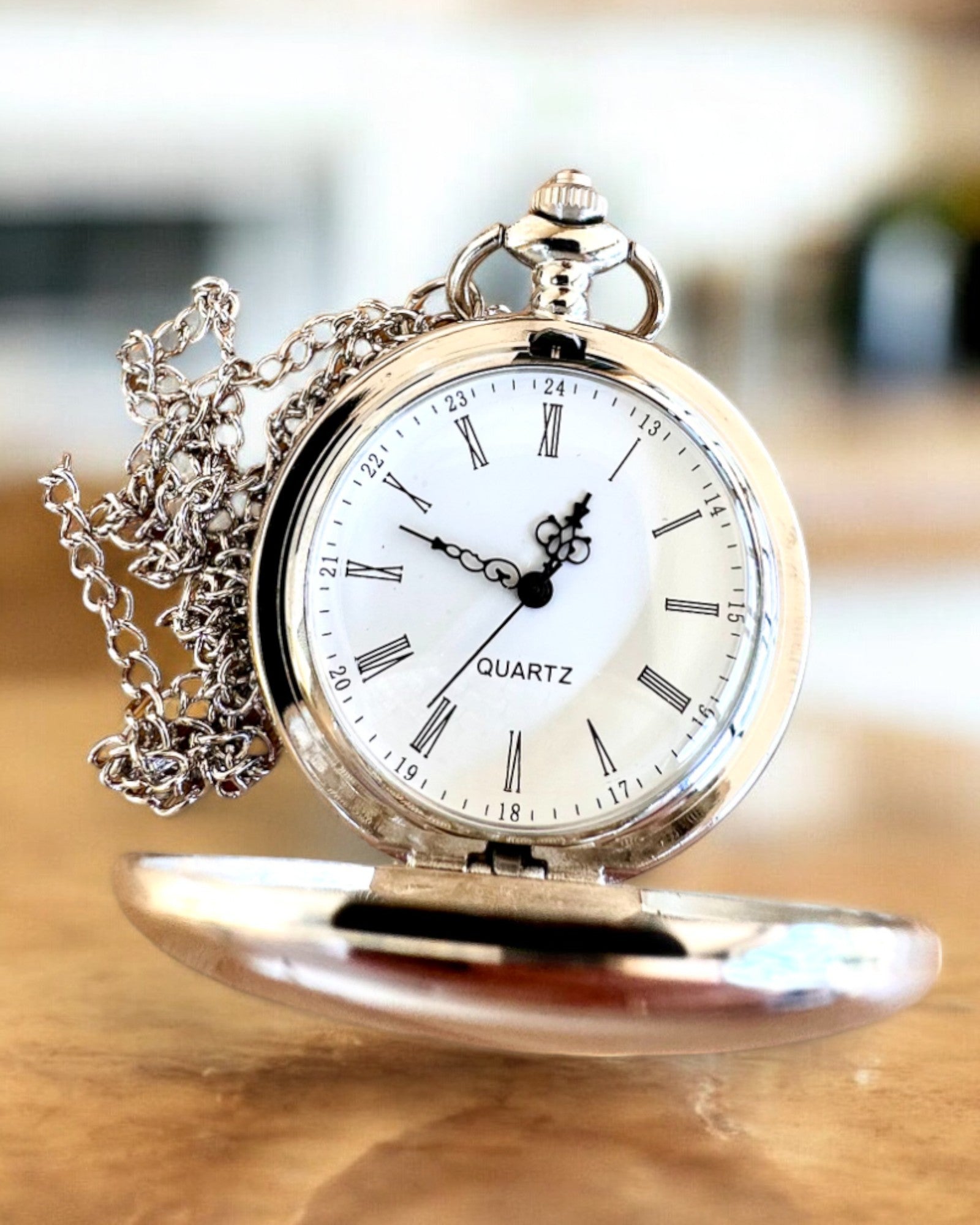 Elegant Pocket Watch "Timeless Classic", silver color, personalization option with engraving for a gift