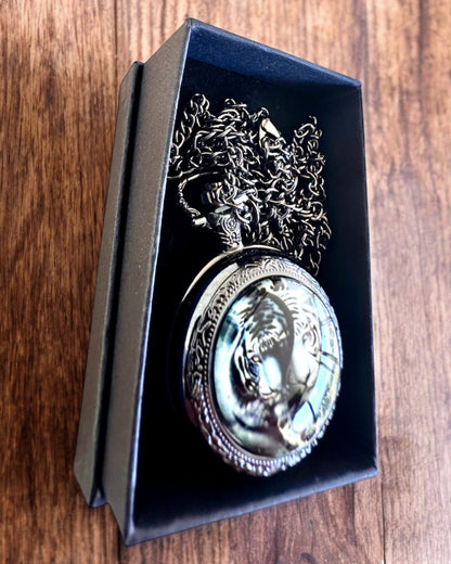 Pocket watch "Tiger Elegance" made of stainless steel with engraving option for a gift