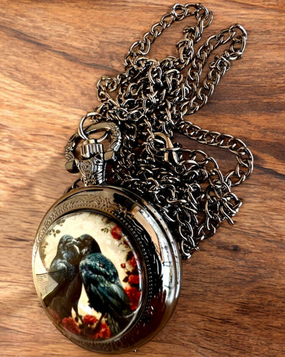 Pocket Watch 'Kiss of the Crows' with Engraving – personalization with engraving for a gift