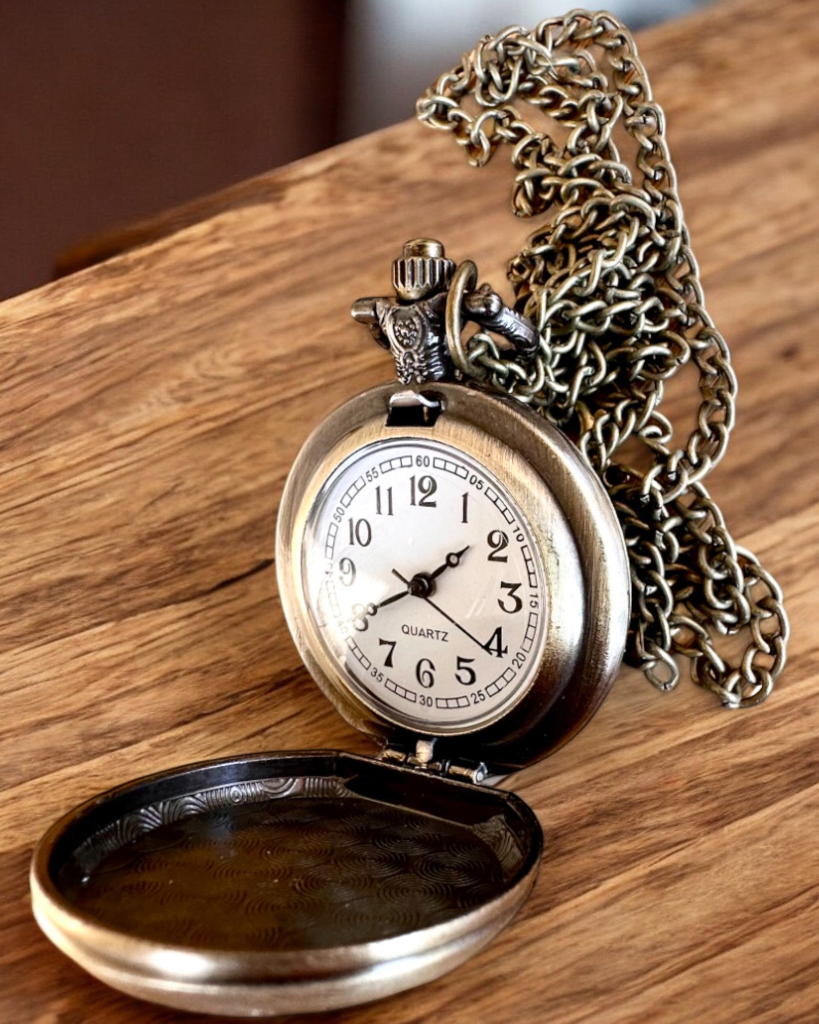 Retro Pocket Watch "Motorcycle Style", personalization option with engraving for a gift