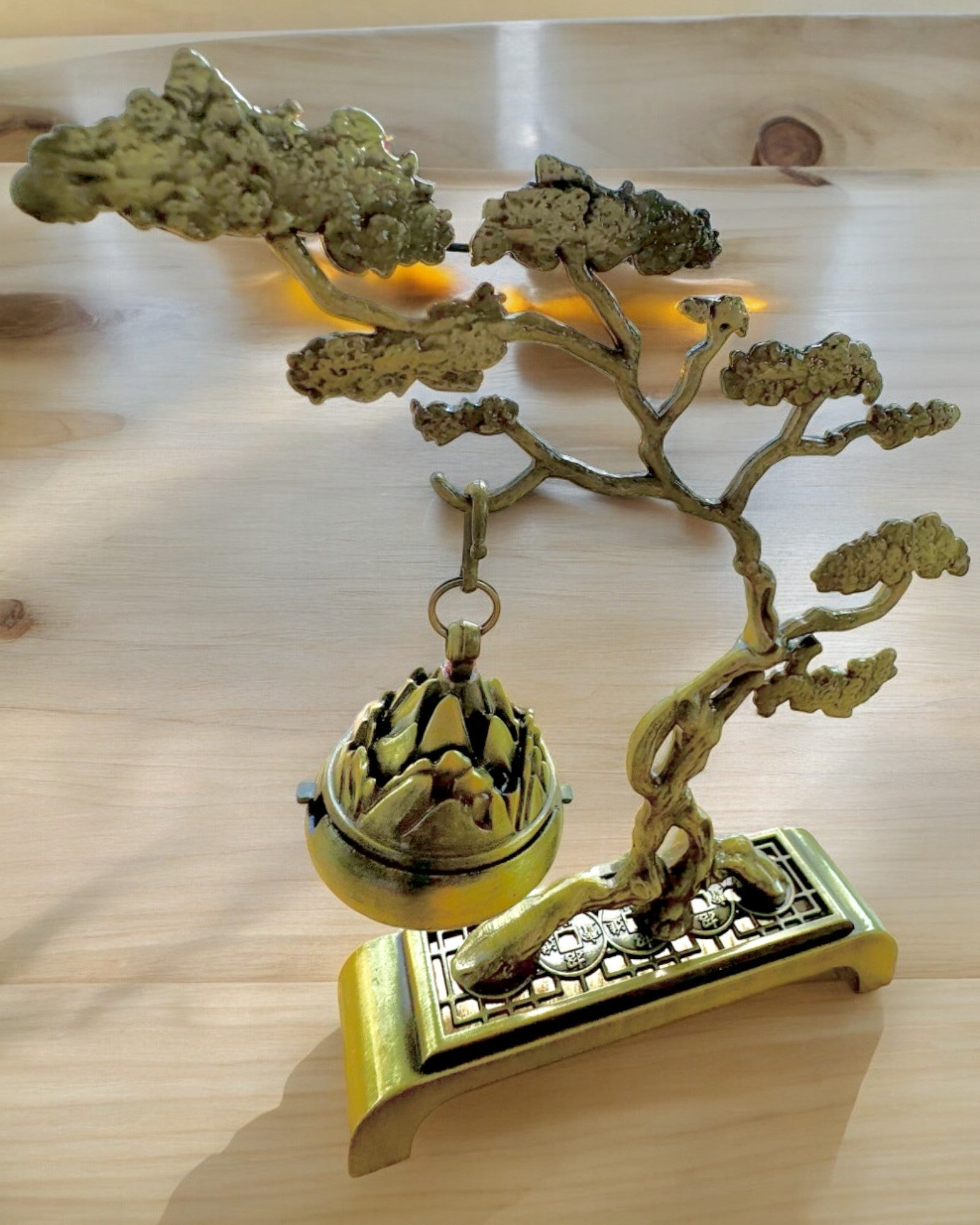 Manico Metallico Elegante per Incenso Bonsai - possibilità di personalizzazione con incisione per un regalo