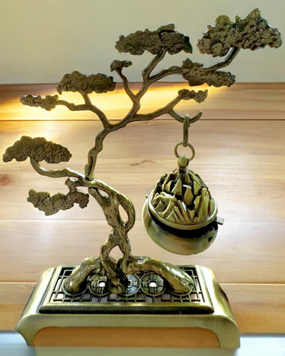 Eleganter Metallhalter für Bonsai-Räucherstäbchen - Möglichkeit zur Personalisierung mit Gravur als Geschenk