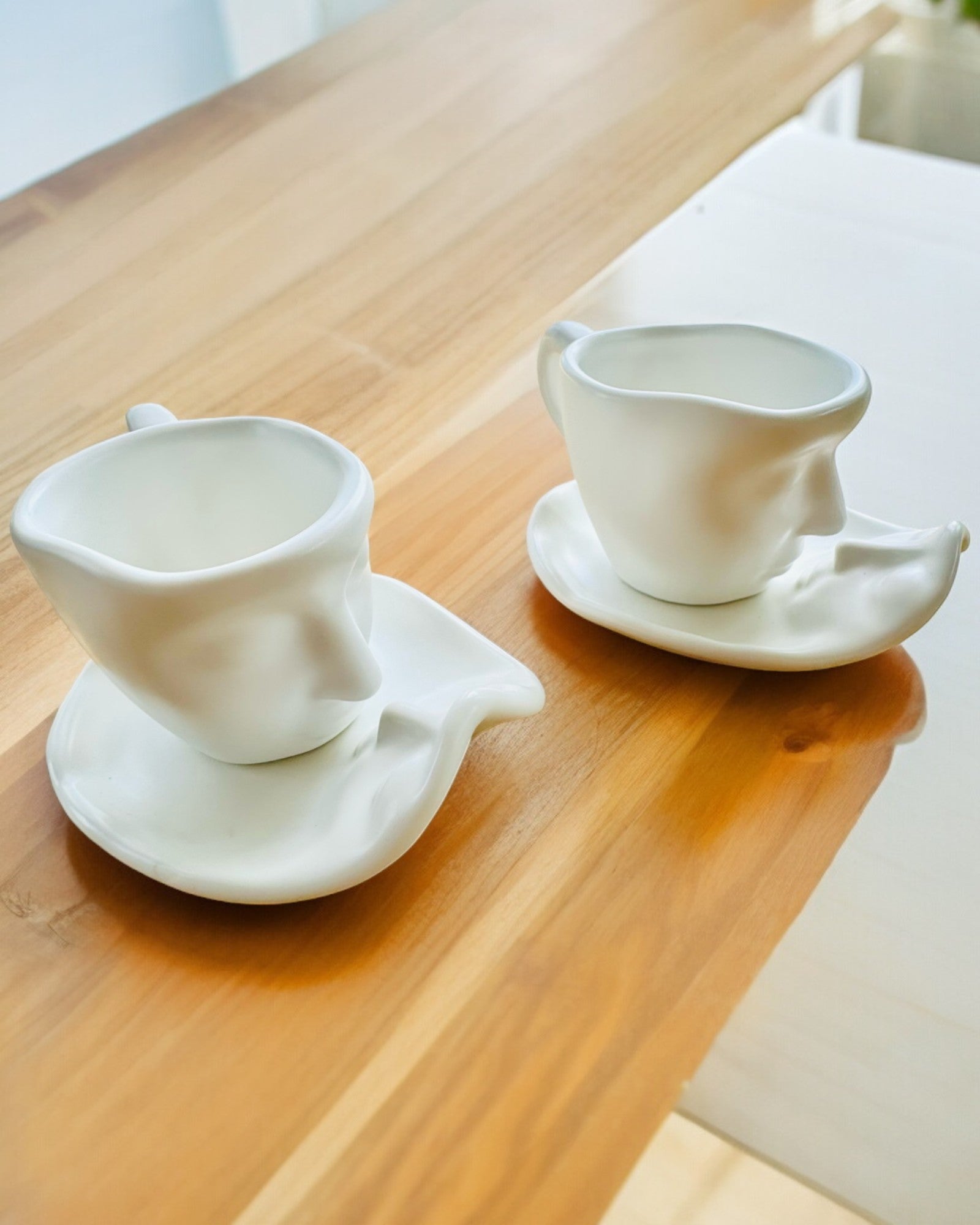 Elegant Ceramic Cups "Maska" – Set of 2 pcs. - personalization option with engraving for a gift