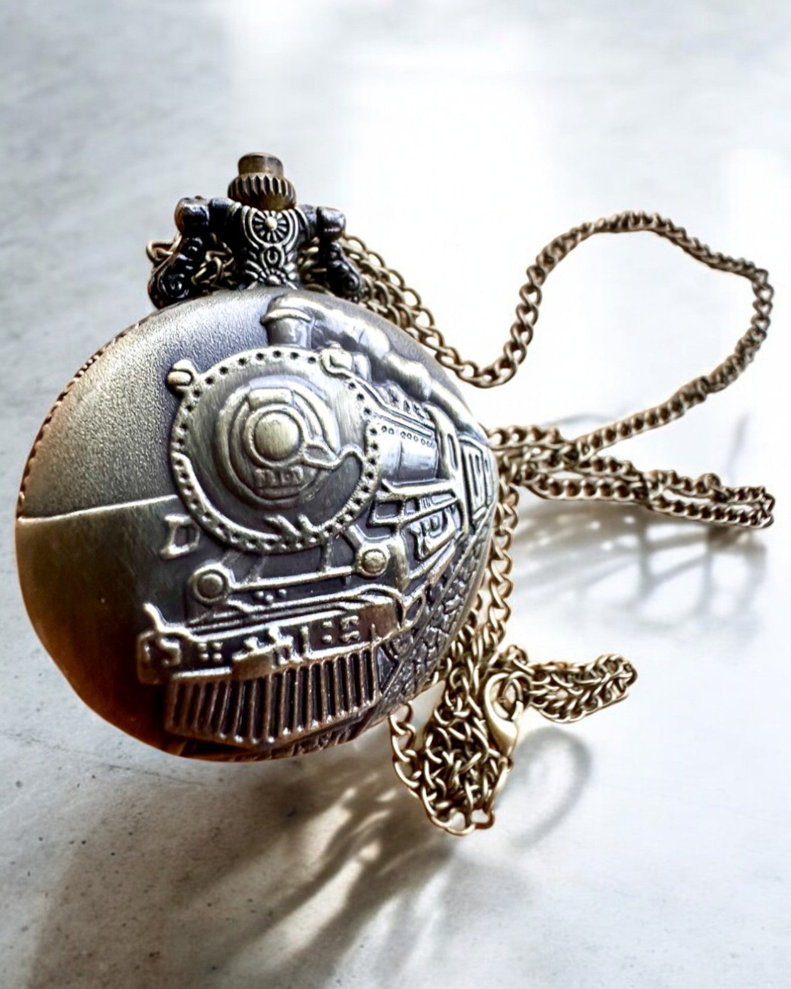 Pocket watch "Locomotive of Time" with engraving, for a gift, train motif