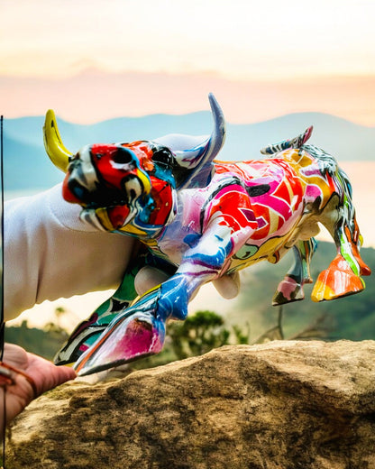 Scultura Toro Decorativo "BullArt" – Arte Unica con Opzione di Incisione - 4 varianti di colore, per un regalo personalizzato