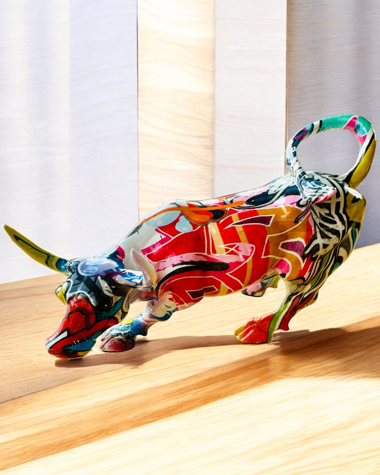 "BullArt" Decorative Bull Sculpture – Unique Art with Engraving Option - 4 color variants, for a personalized gift