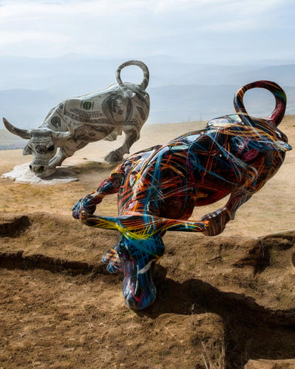 Skulptur Stier Dekorativ "BullArt" – Einzigartige Kunst mit Gravuroption - 4 Farbvarianten, als personalisiertes Geschenk