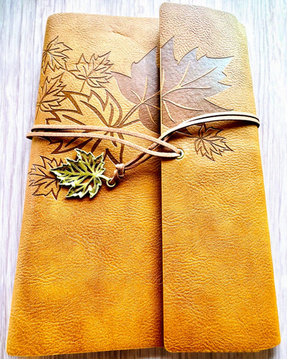 Notebook "Autumn Leaves" A5 Format, personalization option with engraving for a gift