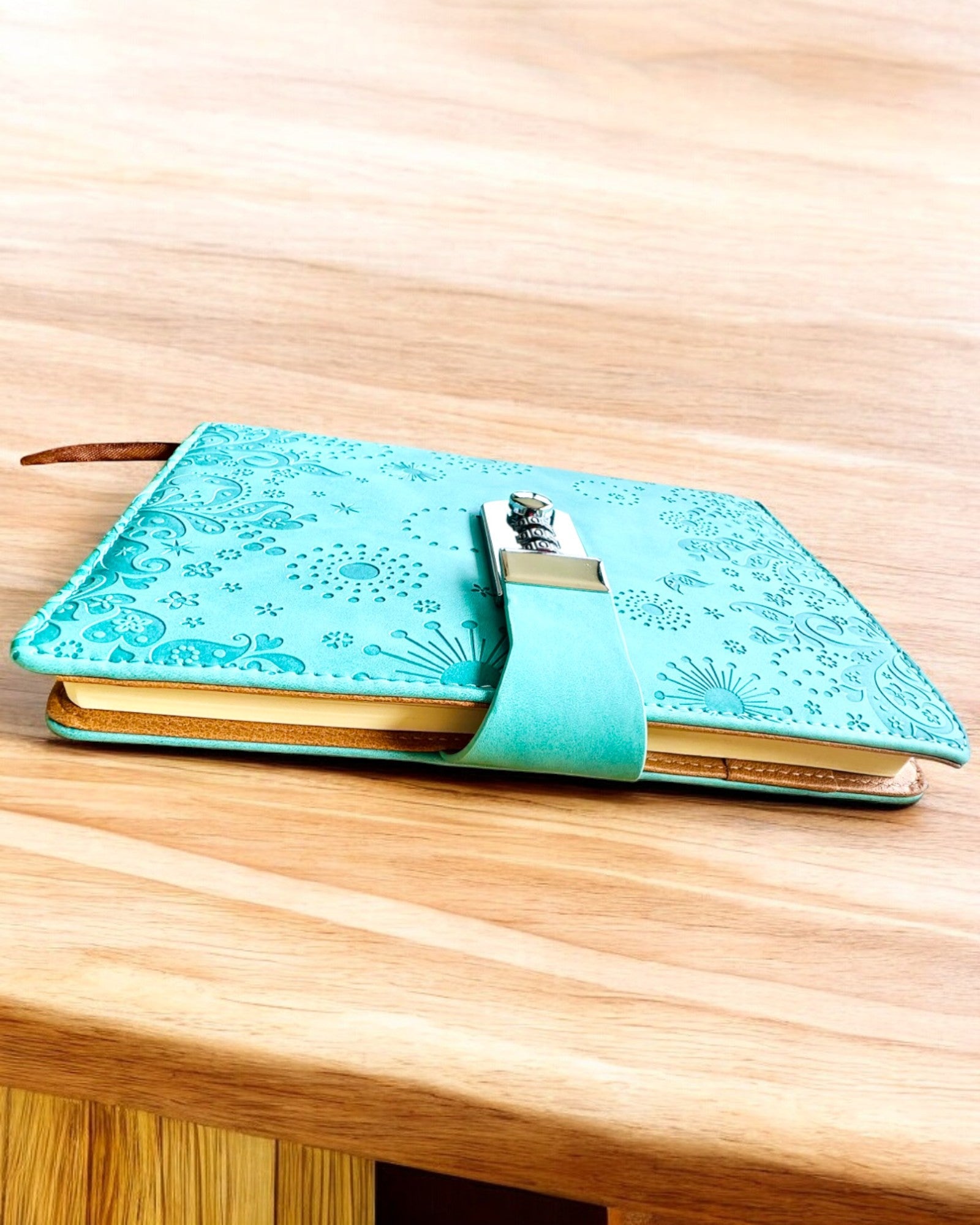 Exclusive Notebook, PU leather, A5 with Locking Mechanism - "Secret Journal", personalization with engraving