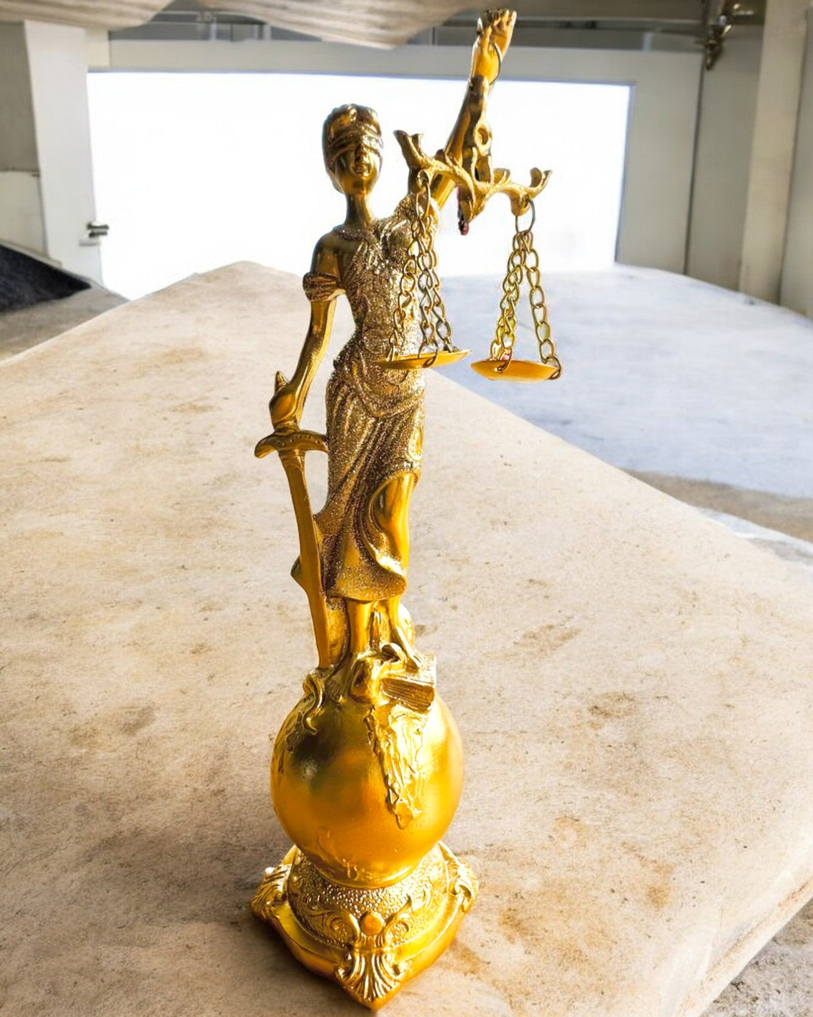 Statuette de la Déesse de la Justice – Décoration Artistique pour Étagère, Artisanat en Résine, personnalisation par gravure