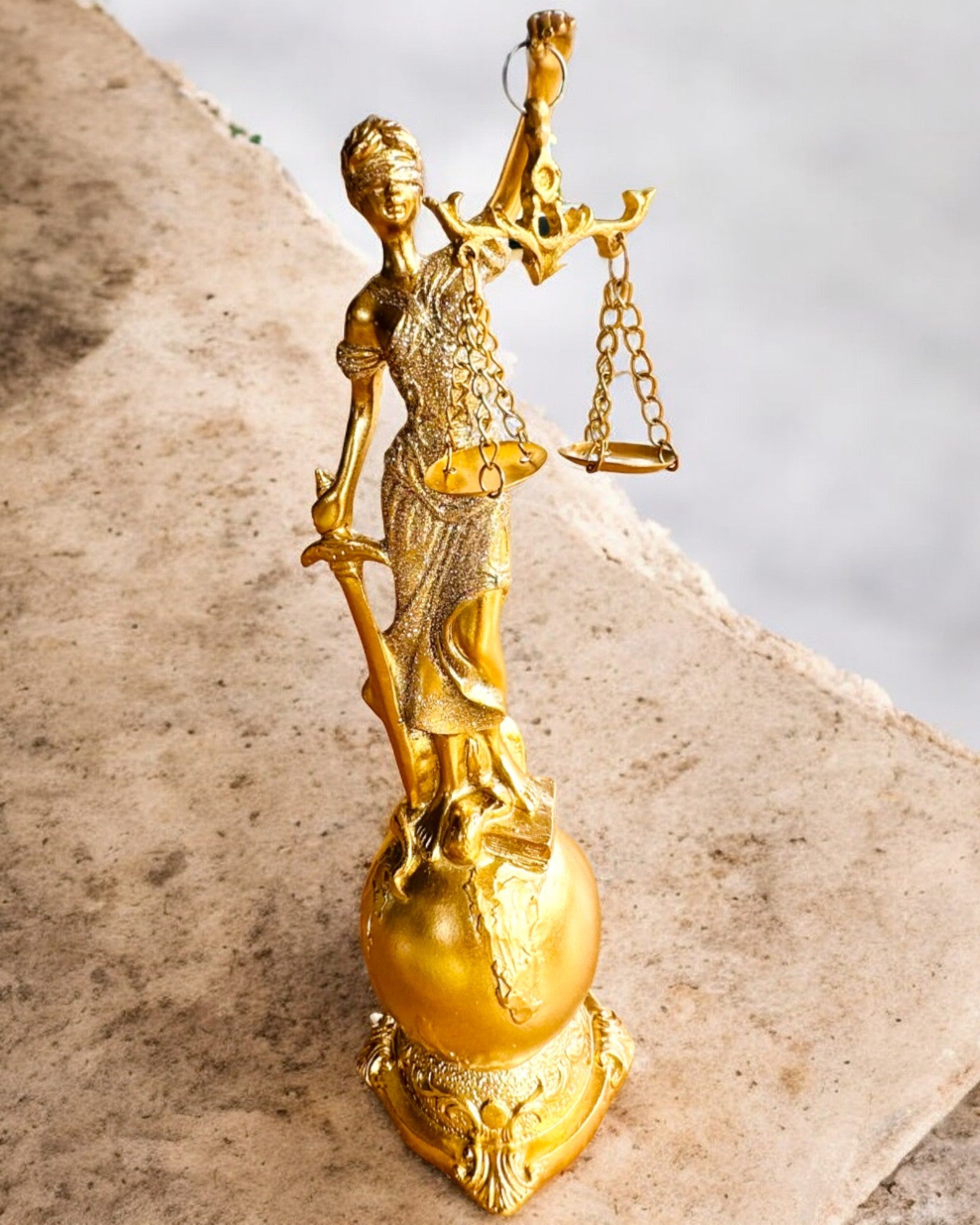 Statuette de la Déesse de la Justice – Décoration Artistique pour Étagère, Artisanat en Résine, personnalisation par gravure