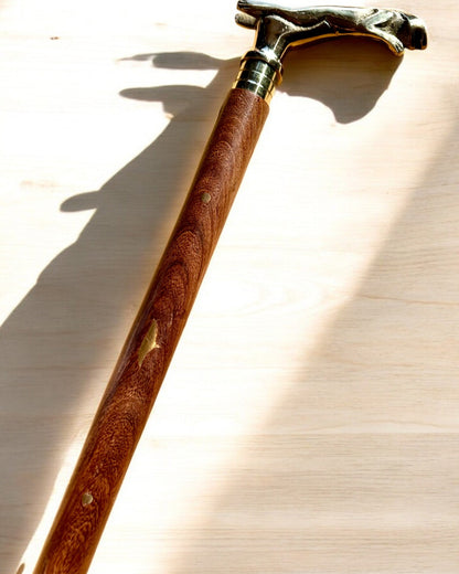 "Jaguar Elegance" Mango Wood Walking Stick - personalization option with engraving