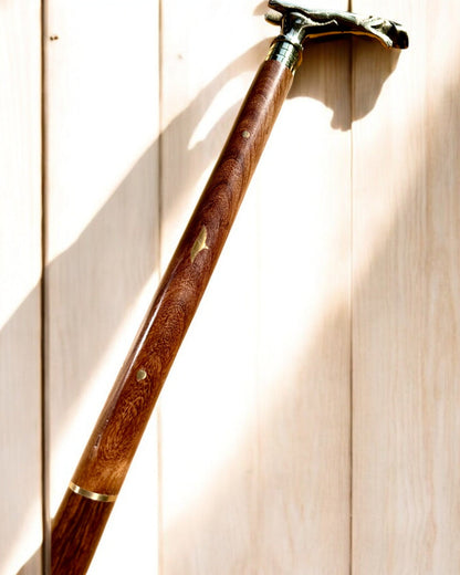 "Jaguar Elegance" Mango Wood Walking Stick - personalization option with engraving