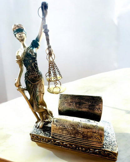 "Justicia 2" Figurine - Goddess of Justice – Artistic Shelf Decoration, Resin Craft, personalization with engraving