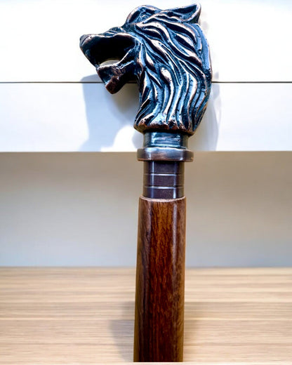 "Wolf Guardian" - Hand-Carved Walking Stick, Wooden, personalization option with engraving