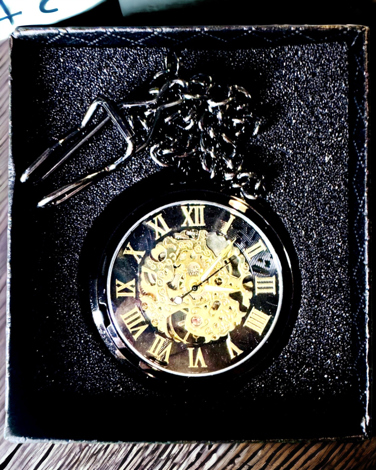 Montre de Poche Mécanique de Style Rétro, Étanche, Semi-Automatique - couleur Noire - Idéale pour un Cadeau, gravure