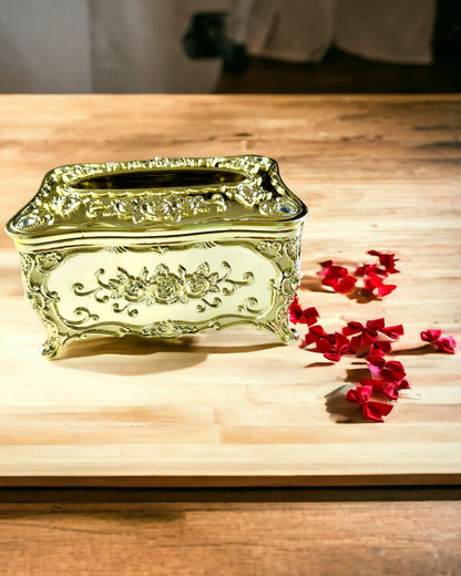 Boîte Élégante pour Mouchoirs avec Fleurs Embossées - Récipient à Serviettes