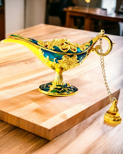 Small Handmade Aladdin Lamp - Metal Artistic Handicraft for Home Decoration, engraving