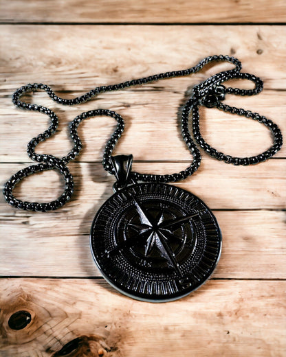 Compass Necklace – Forged Stainless Steel Jewelry for Men and Women in Two Colors, with Engraving