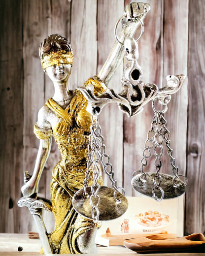 Statuette de la Déesse de la Justice – Décoration Artistique pour Étagère, Artisanat en Résine, personnalisation par gravure