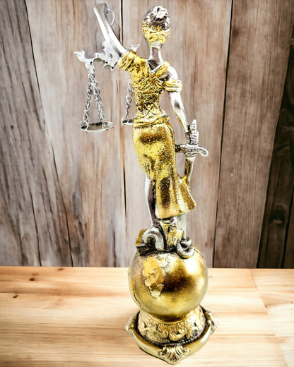 Statuette de la Déesse de la Justice – Décoration Artistique pour Étagère, Artisanat en Résine, personnalisation par gravure