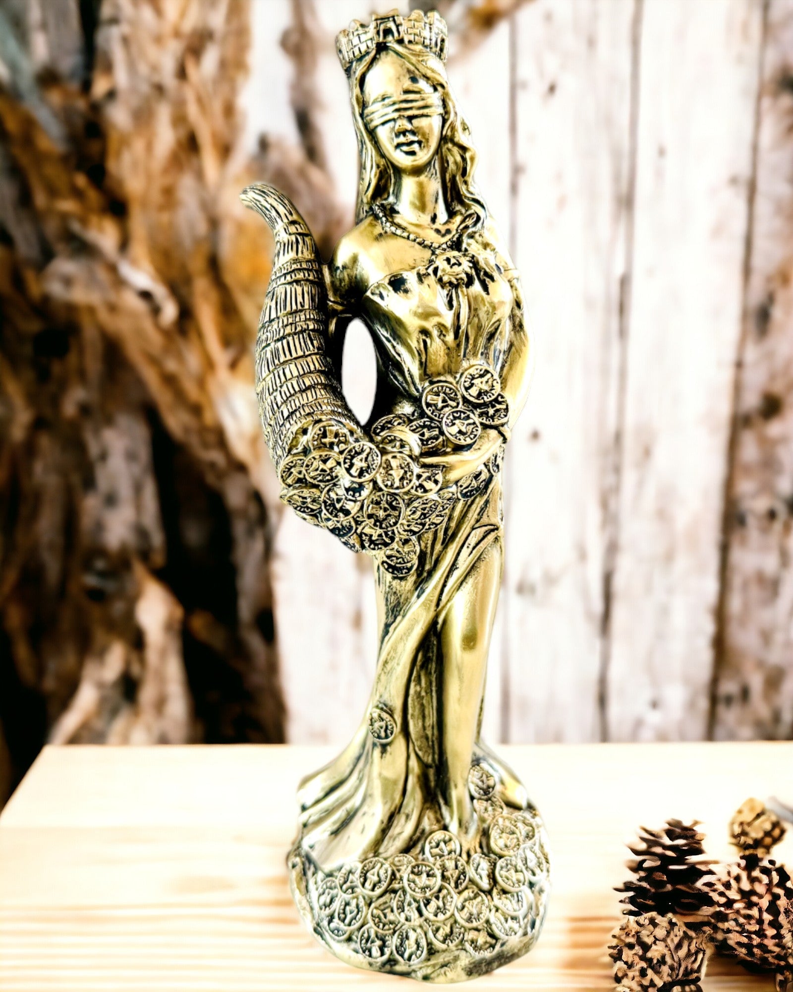 "Statua della Dea dell'Abbondanza" - Statua Decorativa in Resina della Fortuna per Casa e Ufficio - possibilità di personalizzazione con incisione