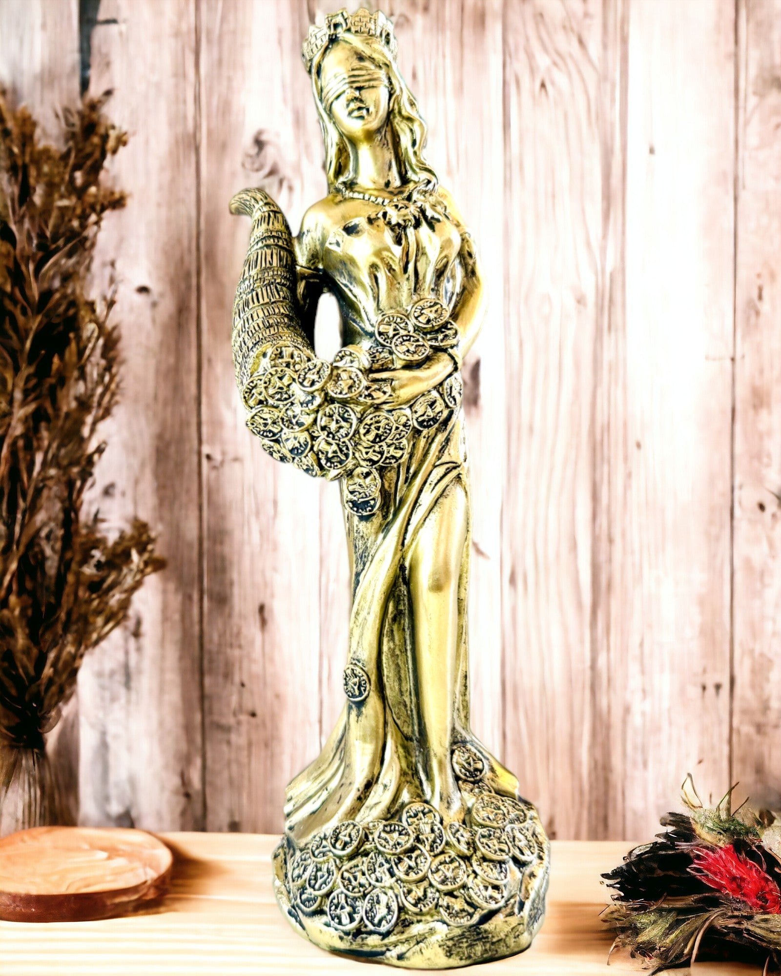 "Statue de la Déesse de l'Abondance" - Statue Décorative en Résine de la Fortune pour la Maison et le Bureau - possibilité de personnalisation par gravure