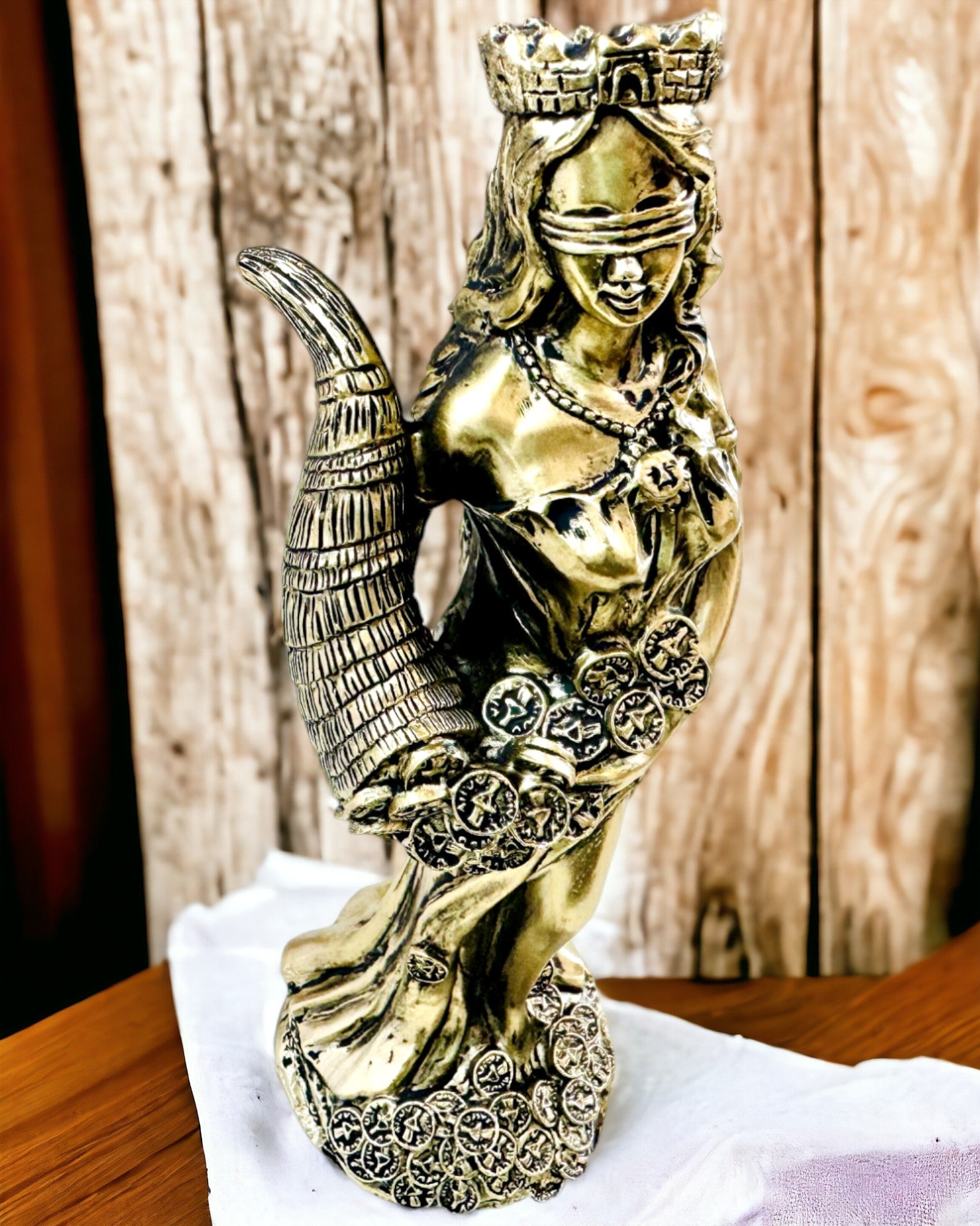 "Statue der Göttin der Fülle" - Dekorative Harzstatue des Glücks für Zuhause und Büro - Möglichkeit zur Personalisierung mit Gravur