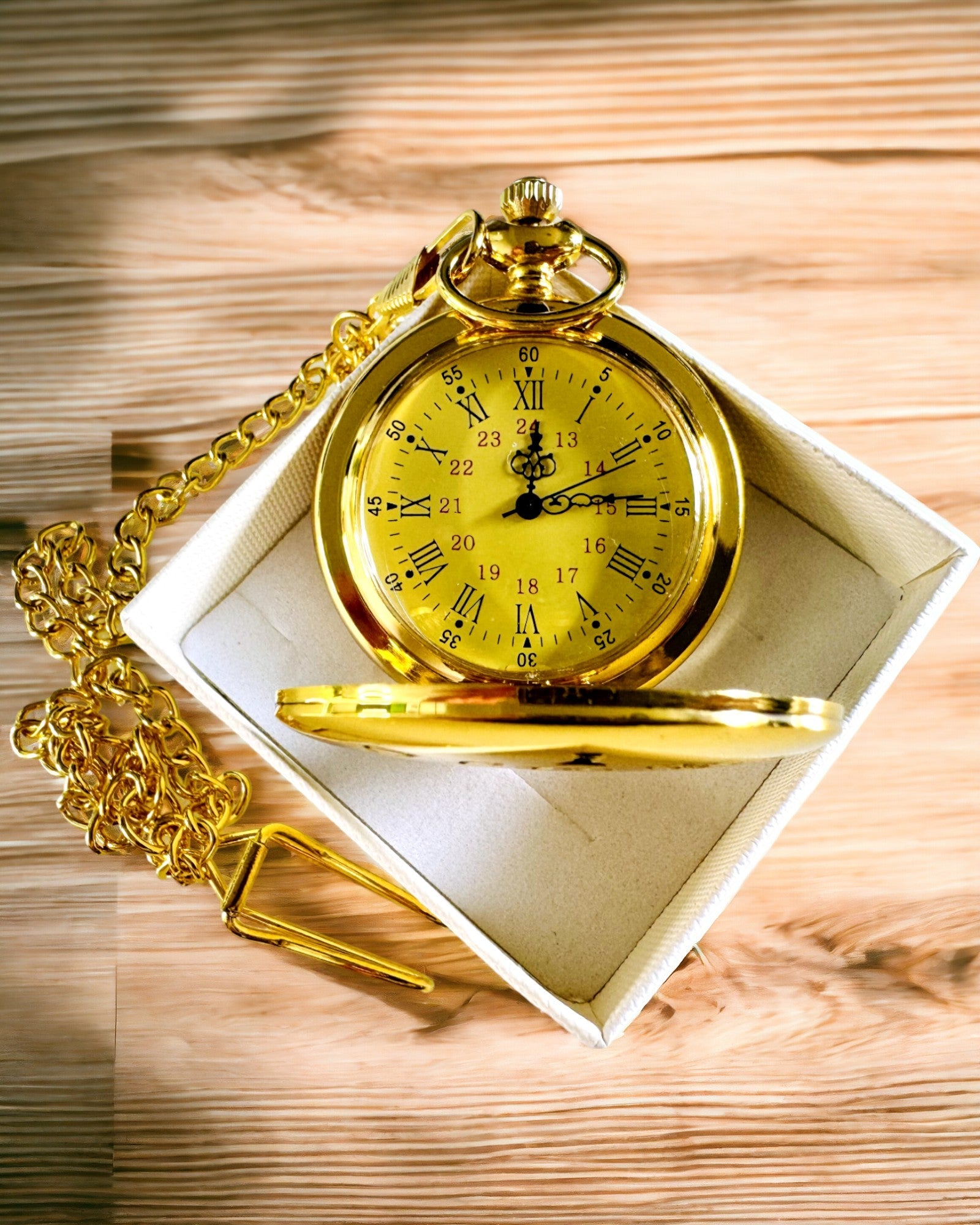 Gold Pocket Watch in Retro Style with Engraving Option